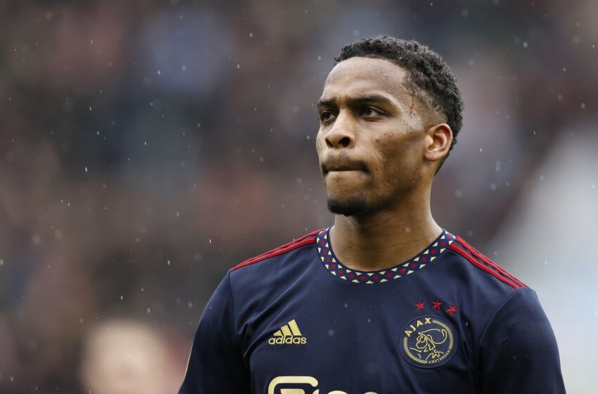 EINDHOVEN - Jurrien Timber of Ajax during the Dutch premier league match between PSV Eindhoven and Ajax Amsterdam at Phillips stadium on April 23, 2023 in Eindhoven, Netherlands. ANP MAURICE VAN STONE (Photo by ANP via Getty Images)