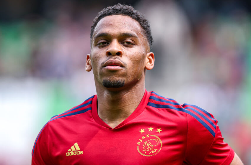GRONINGEN, NETHERLANDS - MAY 14: Jurrien Timber of Ajax looks on during the Dutch Eredivisie match between FC Groningen and Ajax at Euroborg on May 14, 2023 in Groningen, Netherlands (Photo by Pieter van der Woude/ BSR Agency/Getty Images)