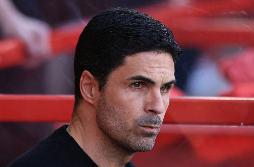 NOTTINGHAM, ENGLAND - MAY 20: Mikel Arteta, Head Coach of Arsenal during the Premier League match between Nottingham Forest and Arsenal FC at City Ground on May 20, 2023 in Nottingham, England. (Photo by Marc Atkins/Getty Images)