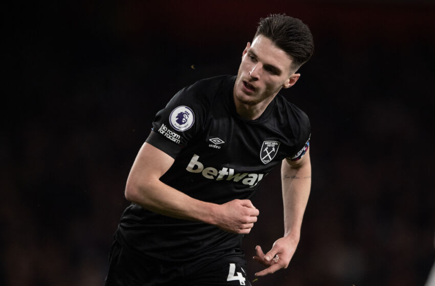 LONDON, ENGLAND - DECEMBER 26: Declan Rice of West Ham United during the Premier League match between Arsenal FC and West Ham United at Emirates Stadium on December 26, 2022 in London, England. (Photo by Visionhaus/Getty Images)