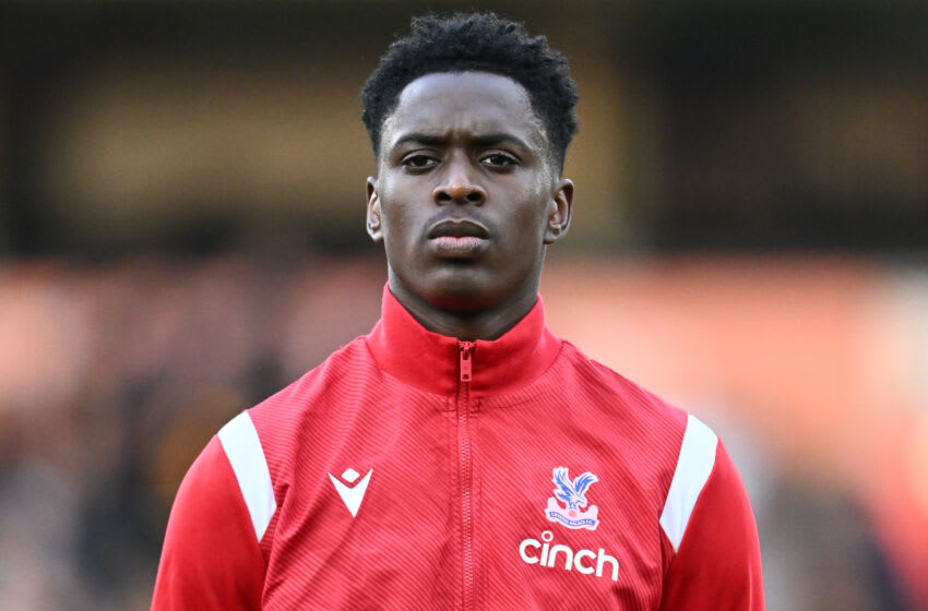 WOLVERHAMPTON, ENGLAND - APRIL 25: Sambi Lokonga of Crystal Palace during the Premier League match between Wolverhampton Wanderers and Crystal Palace at Molineux on April 25, 2023 in Wolverhampton, United Kingdom. (Photo by Sebastian Frej/MB Media/Getty Images)