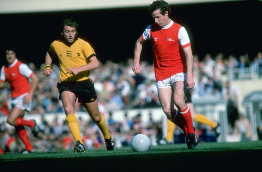 Oct 1979: Liam Brady of Arsenal in action during a Football League Division One match against Wolverhampton Wanderers at the Molineux Grounds in Wolverhampton, England. \ Mandatory Credit: Allsport UK /Allsport