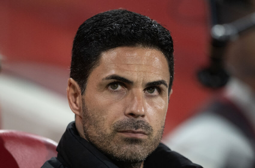 BRENTFORD, ENGLAND - SEPTEMBER 27: Arsenal Manager Mikel Arteta is seen prior to the Carabao Cup Third Round match between Brentford and Arsenal at Gtech Community Stadium on September 27, 2023 in Brentford, England. (Photo by Visionhaus/Getty Images)
