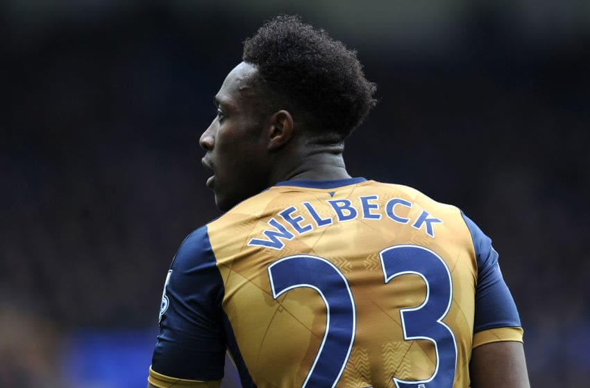 LIVERPOOL, ENGLAND - MARCH 19: Danny Welbeck of Arsenal during the Barclays Premier League match between Everton and Arsenal at Goodison Park on March 19, 2016 in Liverpool, England. (Photo by Stuart MacFarlane/Arsenal FC via Getty Images)